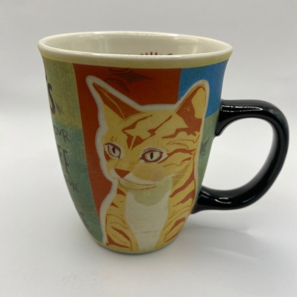 Carson Cat Mug Whimsical Quote‎ Patchwork Art Coffee Tea Cat Lovers Multicolor